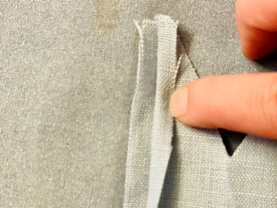 fabric opened up so it can be ironed