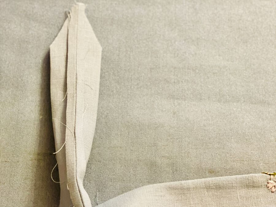 fabric in the shape of a v